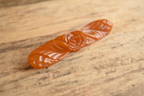 Carved Bakelite Flower Bar Brooch